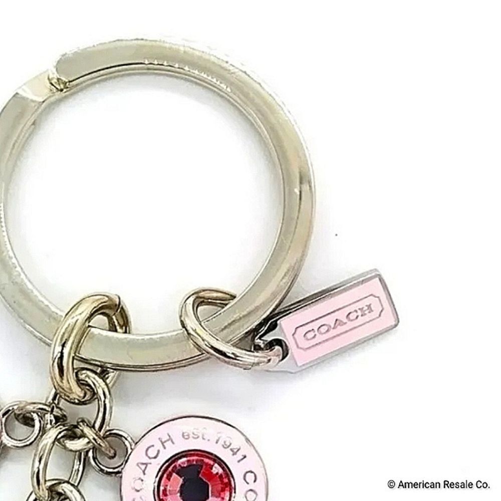Vintage COACH Signature Multi Jewel Keychain Fob Purse Charm #1734 BCA Awareness - Picture 5 of 7